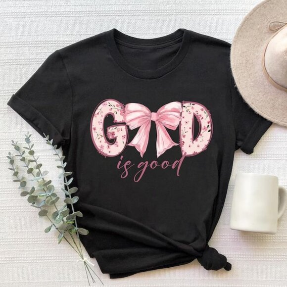 Graphic Bow Shirt, Faith Tshirt, Religious Shirt, Christian Tee - Picture 1 of 4